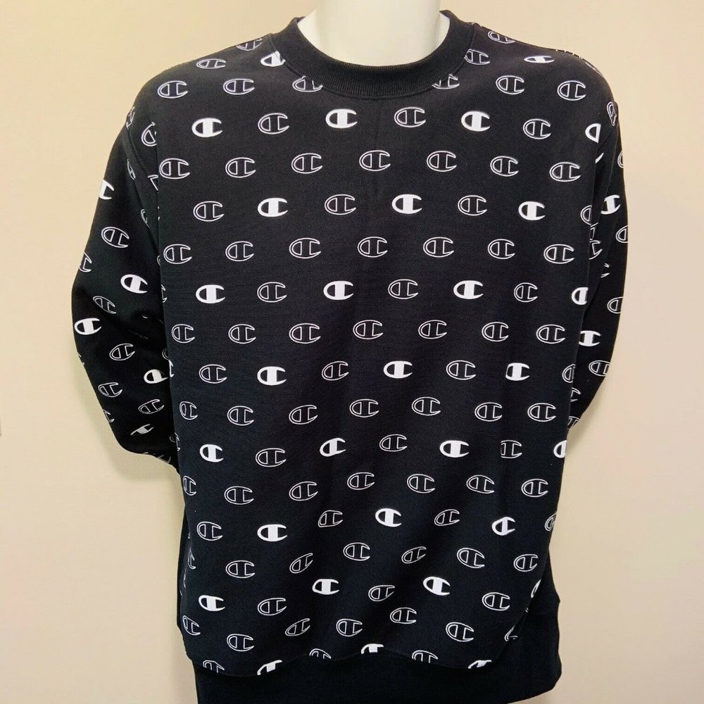 New Champion All Over Script Crew Sweatshirt